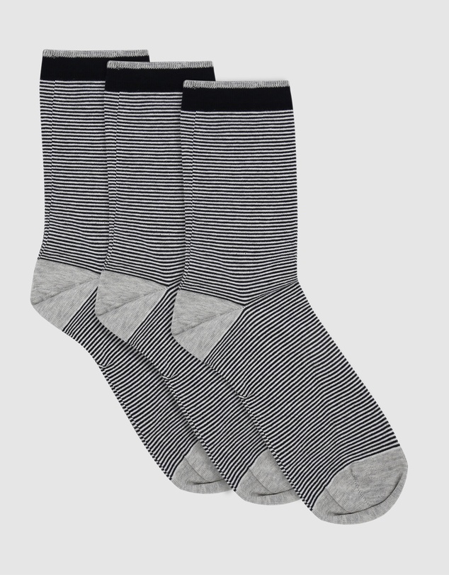 Levante - 3 Pack Lina Fine Stripe Crew Sock