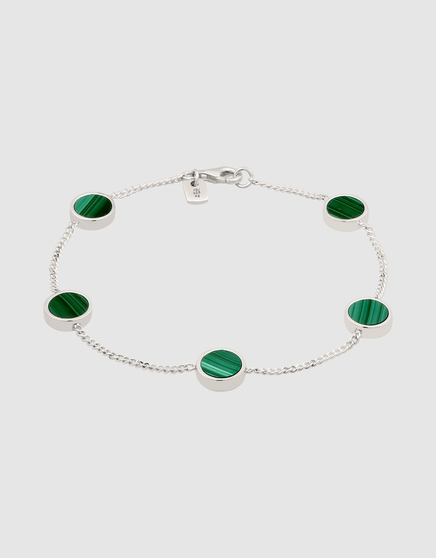 Kuzzoi - ICONIC EXCLUSIVE - Bracelet Male Circle Green Malachite 925 Sterling Silver