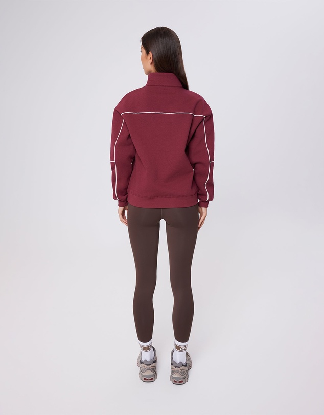 Upstate - Half Zip Pannelled Crew - Warm Cherry