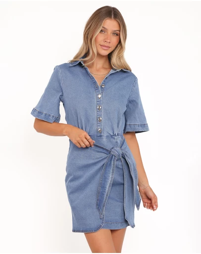 Petal & Pup - Leyton Mini Dress - Denim Chambray
