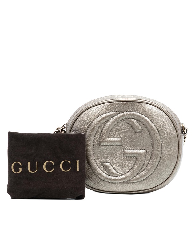 Pre-Loved by Azura Reborn - Pre-Loved Mini Metallic Pebbled Calfskin Soho Chain Crossbody