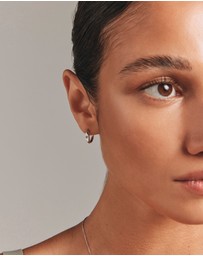 Michael Hill - Diamond Star Accent Signet Huggie Hoop Earrings in Sterling Silver