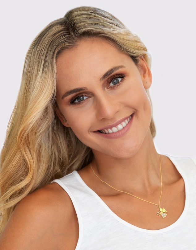 Elli Jewelry - Necklace Angel Heart Talisman Symbol with Zirconia Crystals in 925 Sterling Silver Gold Plated