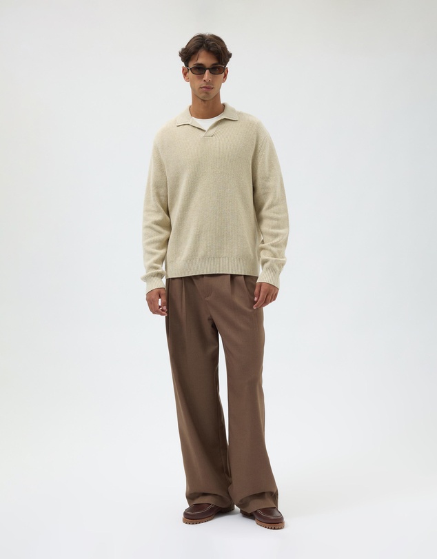 AERE - Wool Blend Chunky Knit Polo