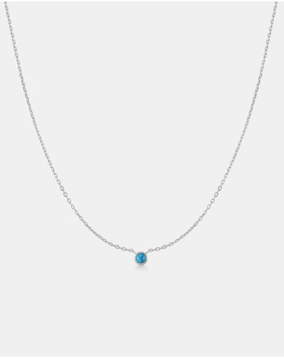 Ania Haie - Silver Bezel-Set Lab-Created Turquoise Solitaire Necklace