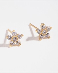 Lovisa - Gold Plated Sterling Silver Cubic Zirconia Flower Stud Earrings