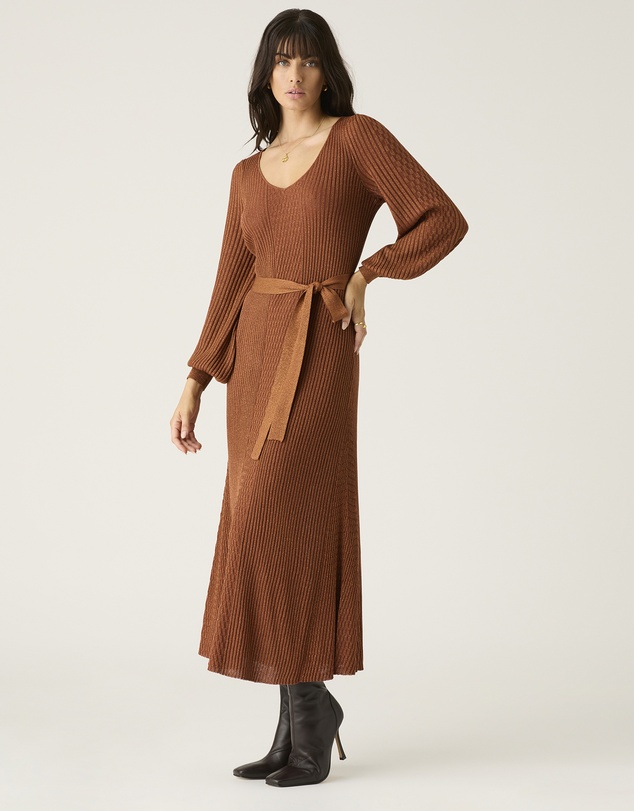 MOS The Label - Scarlet Knit Pattern Midi Dress 