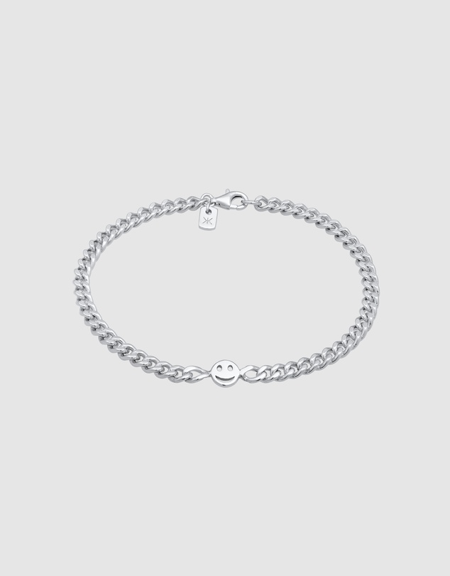 Kuzzoi - ICONIC EXCLUSIVE - Curb Chain Bracelet with Smiling Charm in 925 Sterling Silver