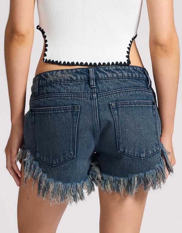 ONE TEASPOON - Dukes Low Waist Mini Denim Shorts - Fox Black