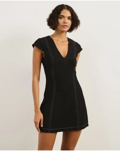 Atmos&Here - Rowan Cap Sleeve V-Neck Mini Dress