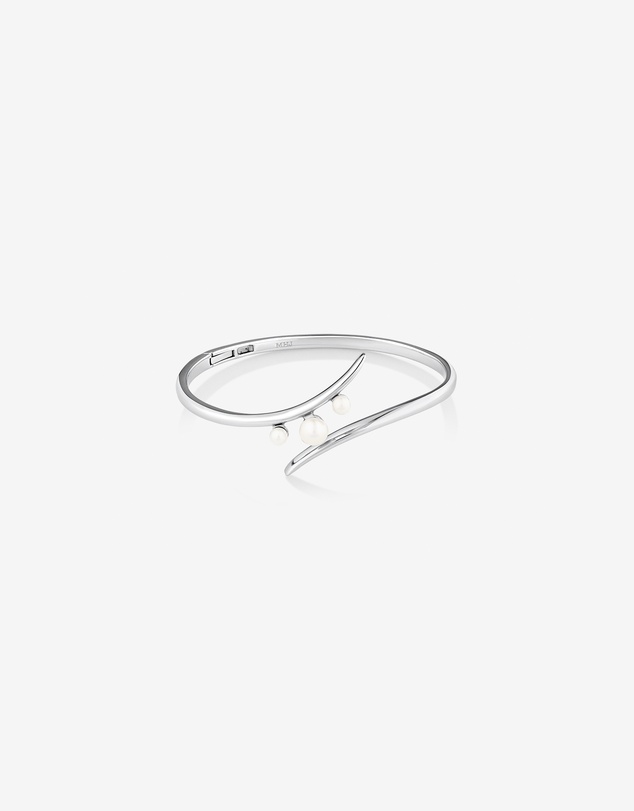 Michael Hill - Cuff Bangle with Cultured Freshwater Pearls in Sterling Silver