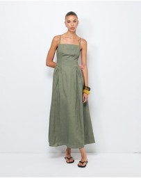 AERE - Gabriella Linen Midi Dress