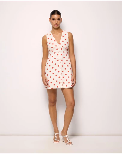 AERE - Ava Polka Dot Linen Mini Dress