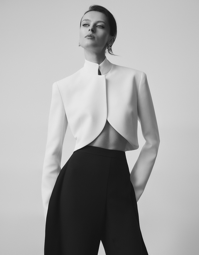 Carla Zampatti - Ivory Crepe Crop Jacket