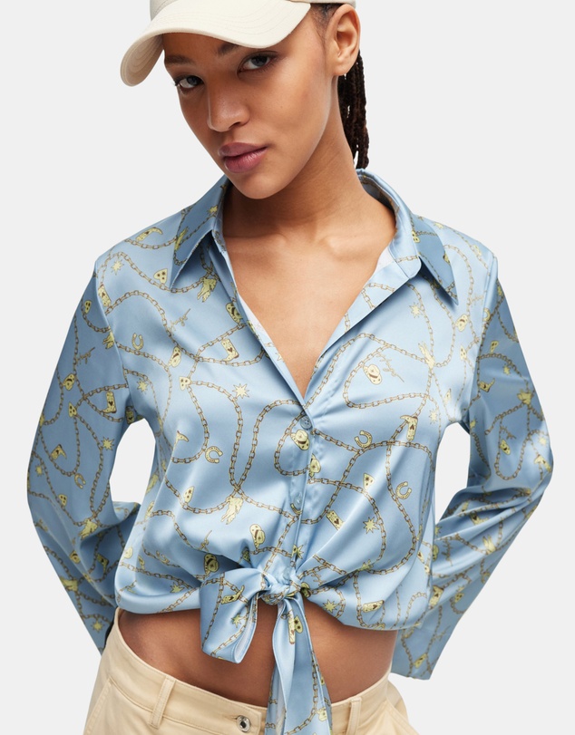 HUGO - Printed Stretch Satin Relaxed-Fit Blouse