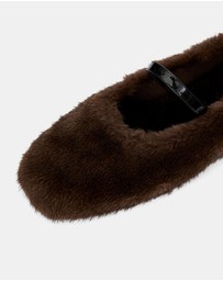 ARKET - Faux-Fur Mary Jane Flats
