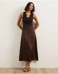 Atmos&Here - Gia Satin Midi Dress With Lace Detail