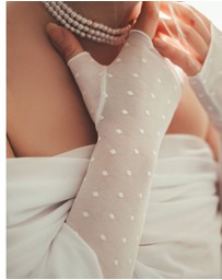 DENTS - Long Tulle Flock Dot Fingerless Mittens Gloves