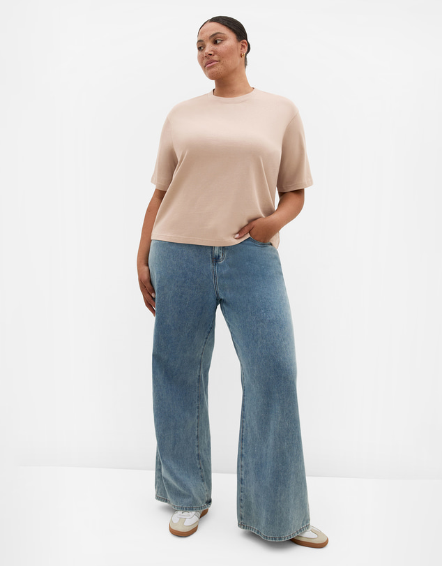 City Chic - Plus size Tahlia Cotton Knit Tee - stone