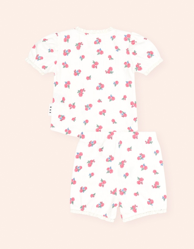Huxbaby - Floral Pointelle Puff Slv PJs - Babies-Teens