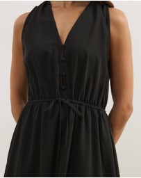 Atmos&Here - Cleo V-Neck Cinched Waist Midi Dress