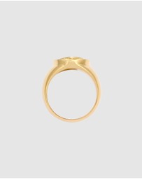 Kuzzoi - ICONIC EXCLUSIVE - Ring Signet Trend Compass Oxidised in 925 Sterling Silver gold plated