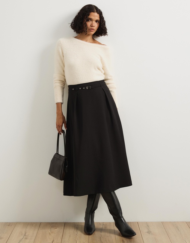 Atmos&Here - Rae Belted Flare Midi Skirt