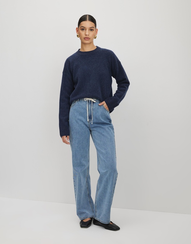AERE - Clara Mid Rise Drawcord Jeans