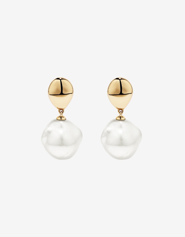 Michael Hill - Baroque Cultured Freshwater Pearl Drop Dome Earrings in 10kt Yellow Gold