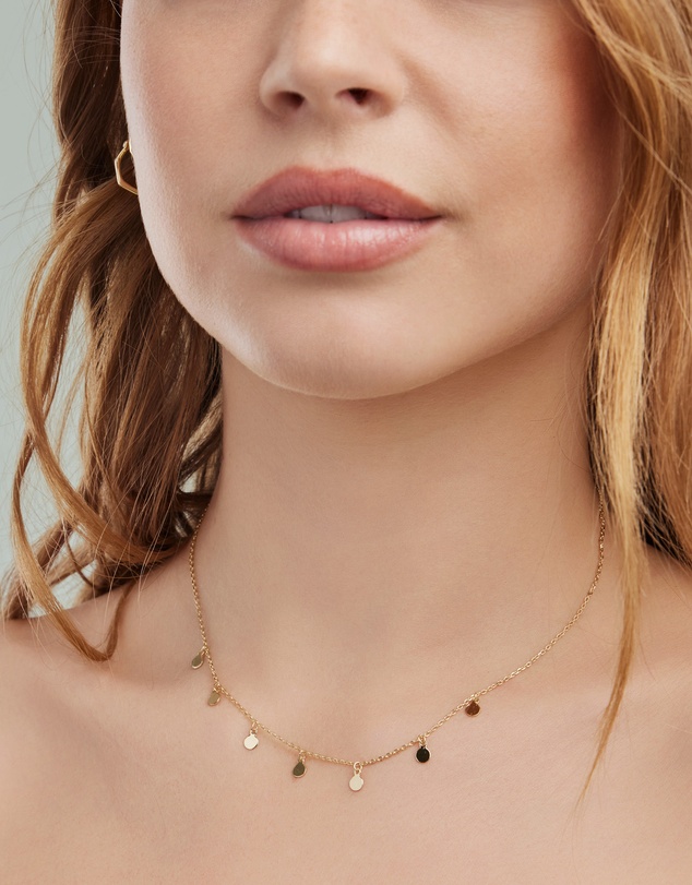 Zoe Olivia - 14K Gold Vermeil Disc Drop Necklace