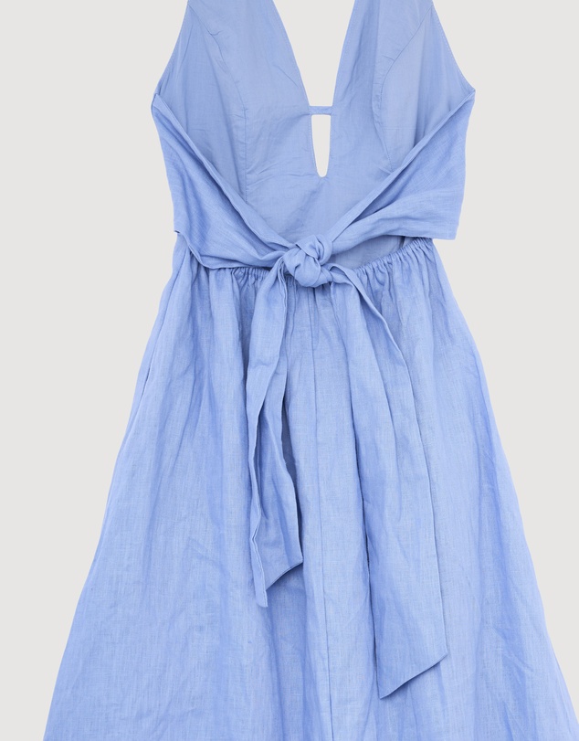 Revibe - Repaired AERE Odele Linen Halter Midi Dress - AU 6