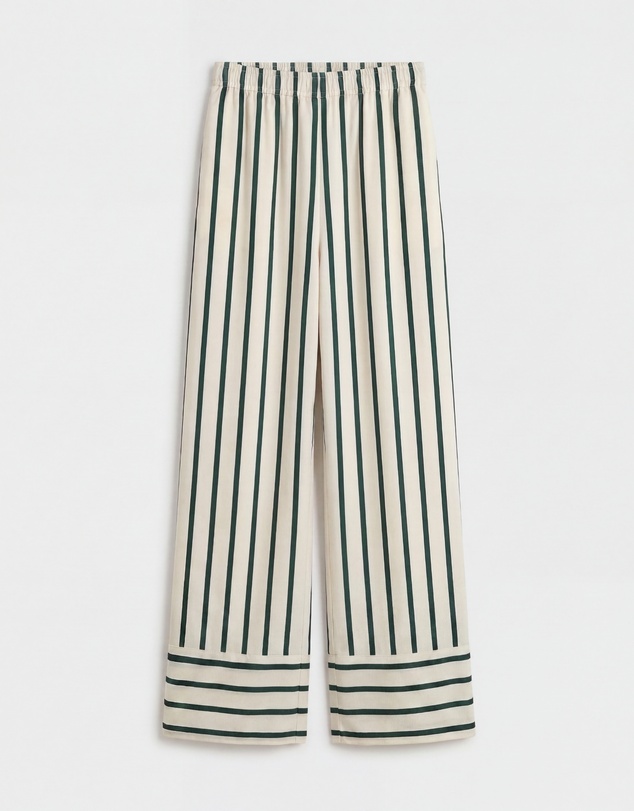 BONDI BORN - Cannes Silk Pant - Forest Stripe