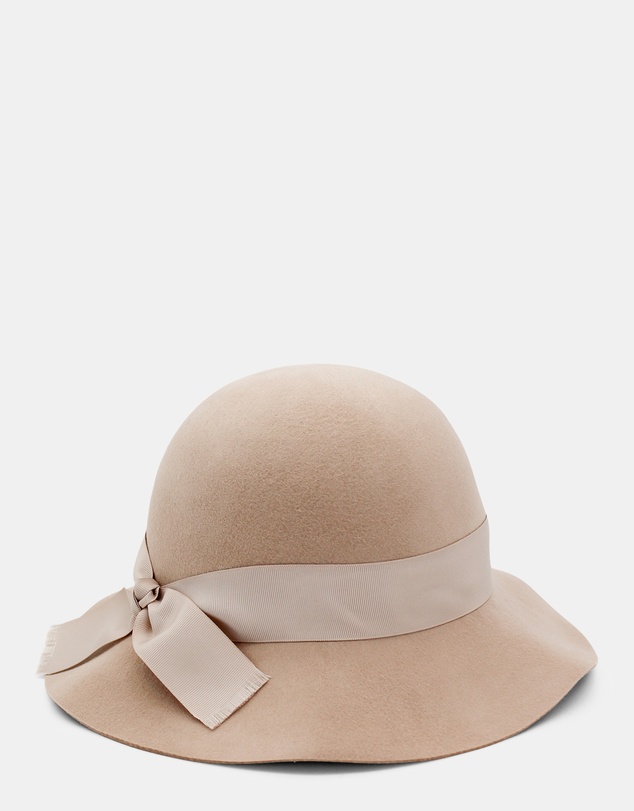 Morgan & Taylor - Julietta Wool Felt Cloche Hat in Beige Sand