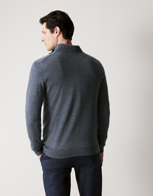 Trenery - Merino Half Zip Knit in Slate Blue