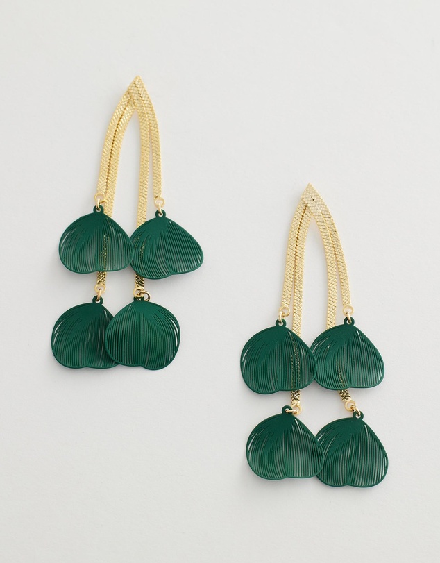 Mossée - Eveline Green Leaf Vintage Earrings