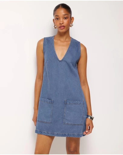 AERE - Neve Denim Twill Mini Dress