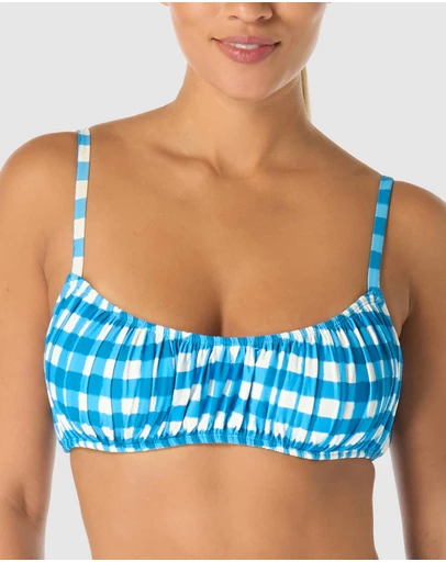 Kate Spade - Gingham Underwired Shirred Bandeau Bikini Top