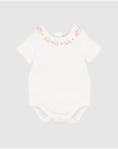 Bebe by Minihaha - Willa Organic Embroidered Collar Bodysuit - Babies