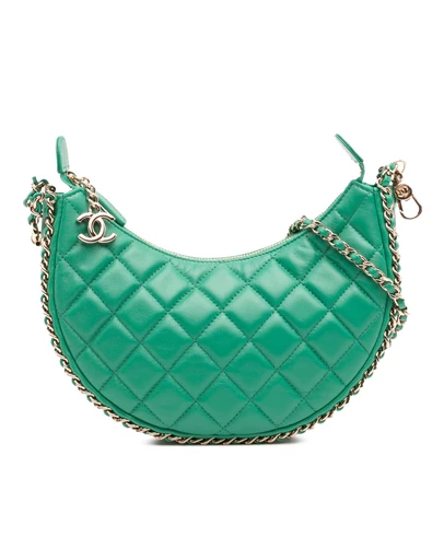 Pre-Loved by Azura Reborn - Pre-Loved Small Quilted Lambskin Chain Around Hook Hobo Bag