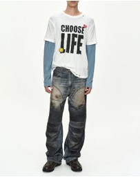 Andersson Bell - Denim Trompe-L'oeil Graphic Biker Jeans - Unisex
