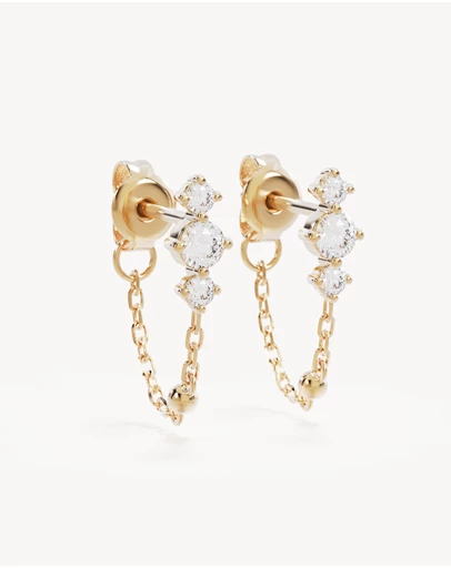 By Charlotte - In the Stars Chain Huggie Earrings