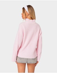 EDIKTED - Amour High Neck Oversized Zip Sweater