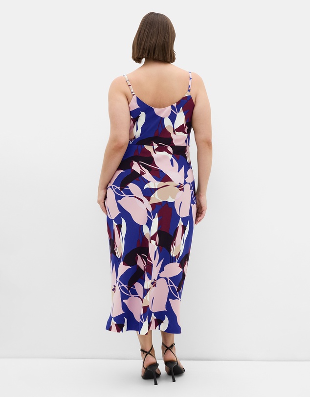 City Chic - Plus size Mariana Fern Print Midi Dress - cobalt blue