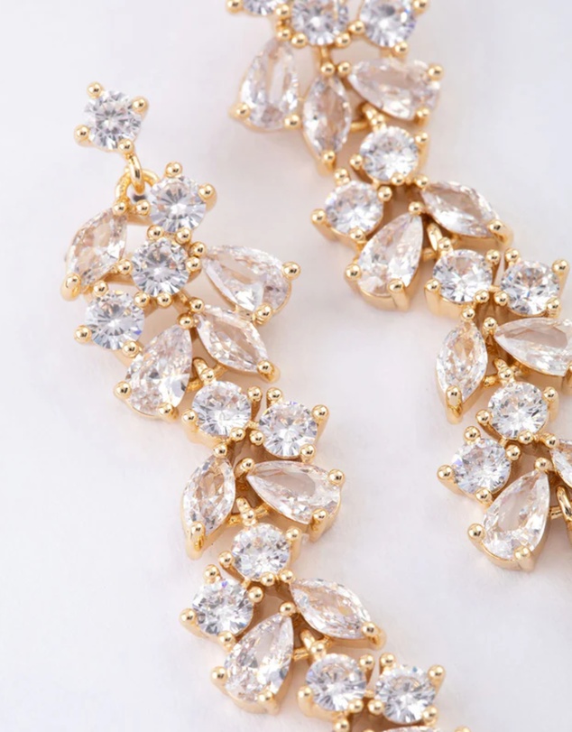 Lovisa - Gold Plated Cubic Zirconia Dainty Vine Drop Earrings