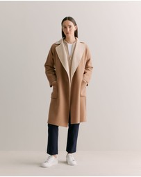 Trenery - Merino Double Knit Zip Bomber Cardigan in Oatmeal Marle