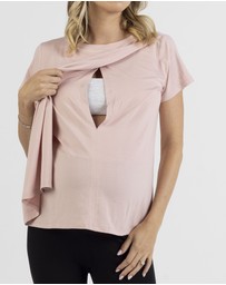 Angel Maternity - Monique Maternity Nursing Petal Top - Blush Pink