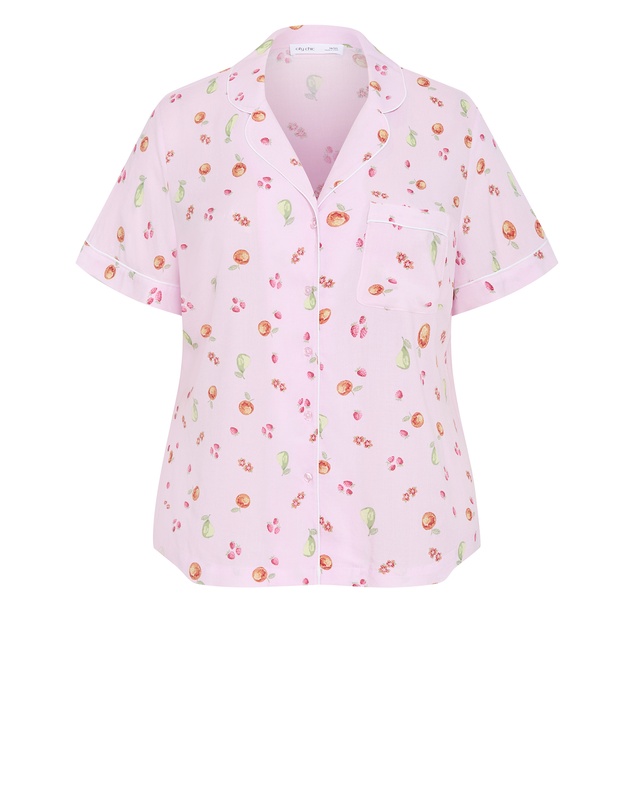 City Chic - Kitty Berry Print Pyjama Shirt