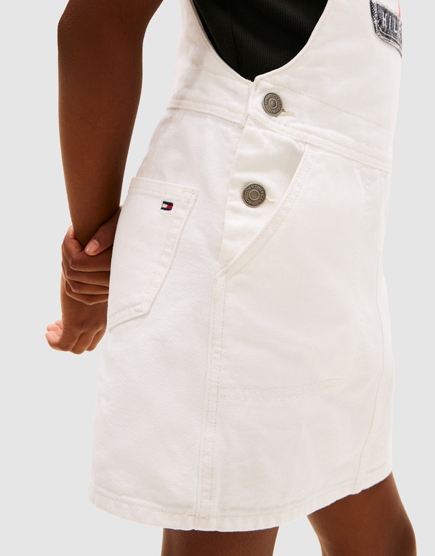 Tommy Hilfiger - Heritage Logo Pocket Denim Dungaree Dress - Kids