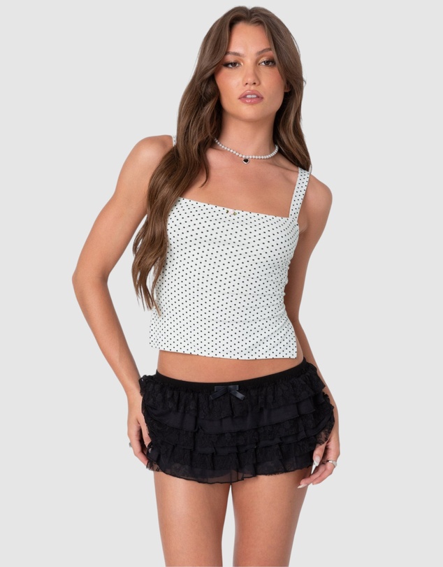 EDIKTED - Kaia Polka Dot Tie Back Top