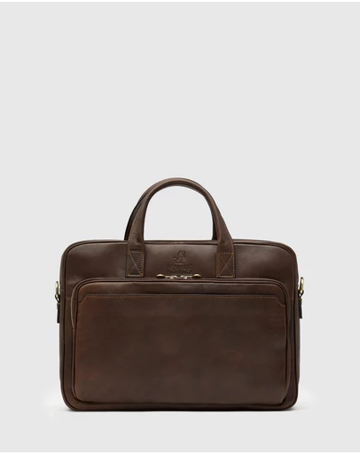 Republic of Florence - Pretoria Matt Choc Leather Laptop Briefcase